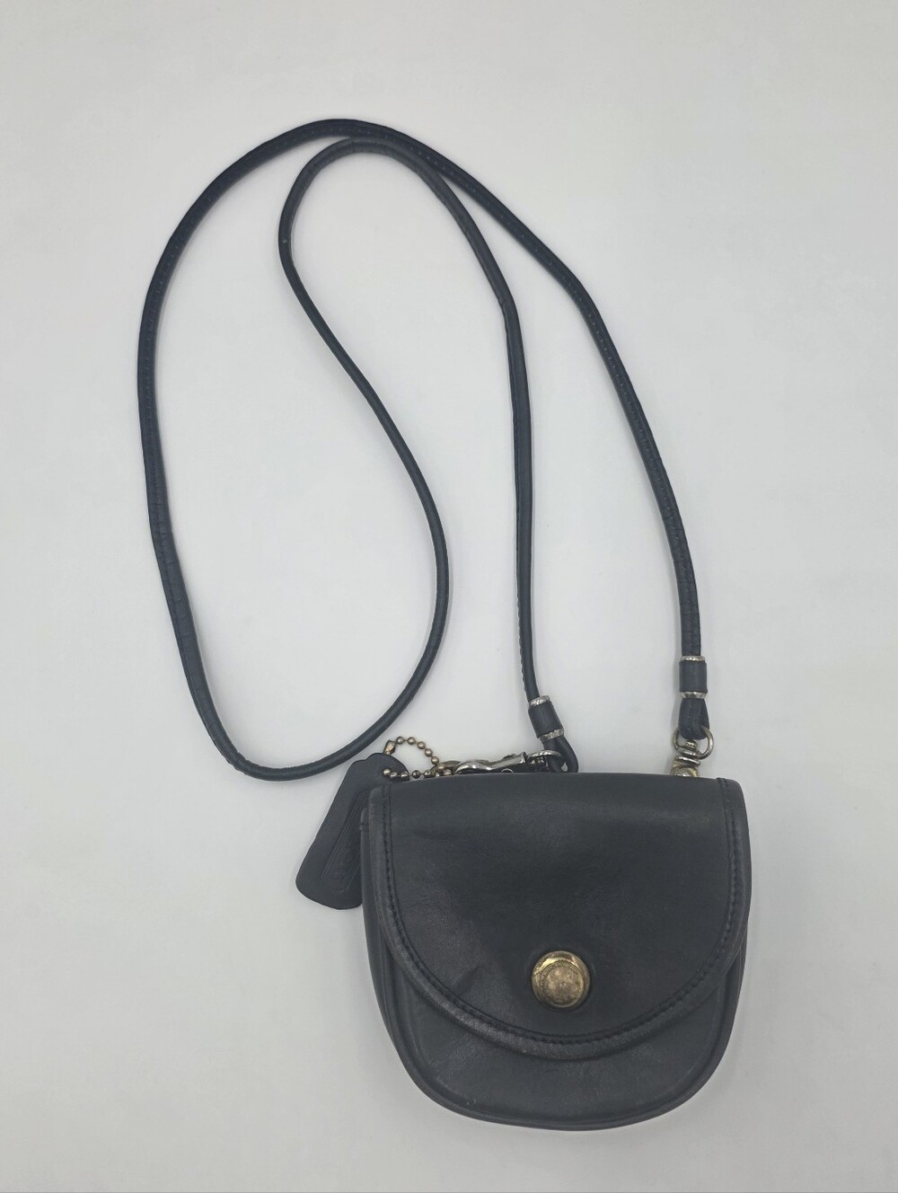 Vintage Coach Mini Belt Bag Crossbody Navy Glove-Tanned Leather USA